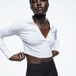 Zara white crop top